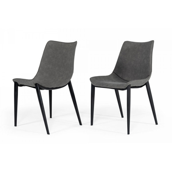 Corrigan Studio® Set Of Two Gray Faux Leather Dining Chairs Wayfair